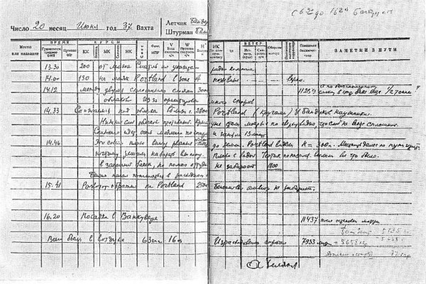 Записи в штурманском журнале